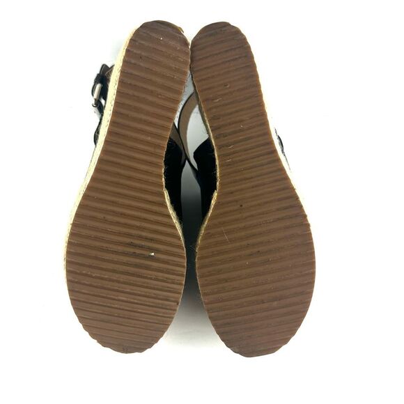 Dolce Vita DV8 Black Faux Leather Open Toe Wedge Sandals Ankle Strap Sz 6 - Picture 10 of 11